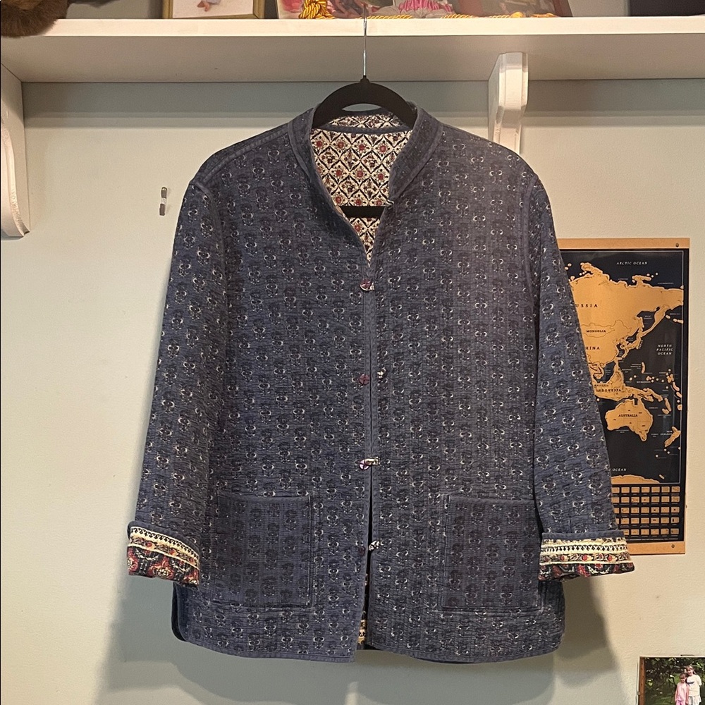 Women's Blue Patterned Jacket